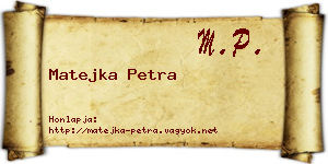 Matejka Petra névjegykártya
